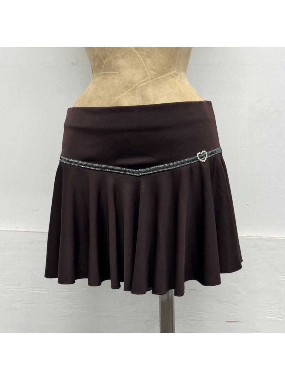 Vintage Japanese Y2K Chocolate Brown Pleated Micro Mini Skirt